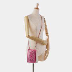 Chanel Pink Tweed and PVC Phone Clutch with Chain
