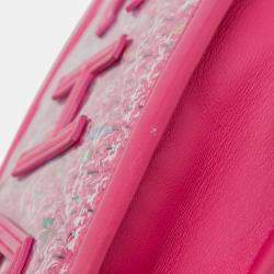 Chanel Pink Tweed and PVC Phone Clutch with Chain