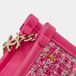 Chanel Pink Tweed and PVC Phone Clutch with Chain