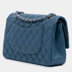 Chanel Blue Medium Classic Lambskin Double Flap