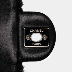 Chanel Black Medium Quilted Metallic Knit Pluto Glitter Flap