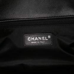 Chanel Black Medium Quilted Metallic Knit Pluto Glitter Flap