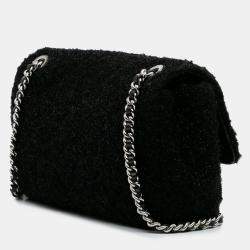 Chanel Black Medium Quilted Metallic Knit Pluto Glitter Flap