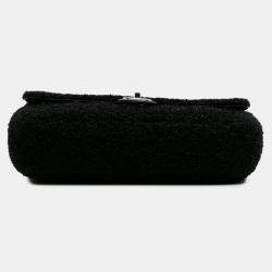 Chanel Black Medium Quilted Metallic Knit Pluto Glitter Flap