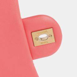 Chanel Pink Mini Square Classic Lambskin Pearl Crush Single Flap