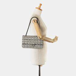 Chanel White Medium Classic Tweed Double Flap
