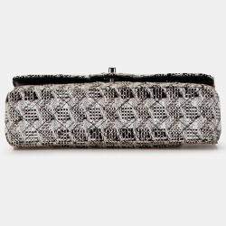 Chanel White Medium Classic Tweed Double Flap