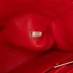 Pre Owned Chanel Red Mini Square Classic Lambskin Single Flap