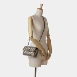 Pre Owned Chanel Brown Mini Quilted Metallic Calfskin Lady Pearly Flap