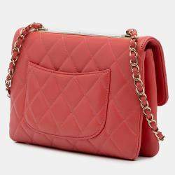Pre Owned Chanel Pink Quilted Lambskin Trendy CC Flap