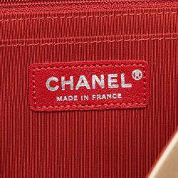 Pre Owned Chanel Red Jumbo Chevron Jersey Leo Lion Flap
