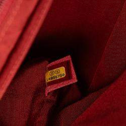 Pre Owned Chanel Red Jumbo Chevron Jersey Leo Lion Flap