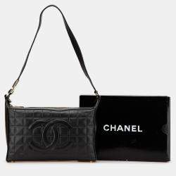Pre Owned Chanel Black CC Choco Bar Lambskin Shoulder Bag
