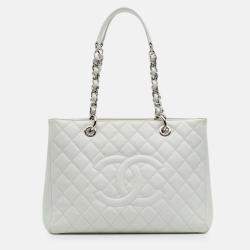 Chanel White Caviar Grand Shopping Tote