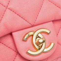 Pre Owned Chanel Pink Mini Quilted Lambskin Funky Town Flap