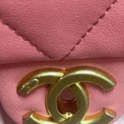 Pre Owned Chanel Pink Mini Quilted Lambskin Funky Town Flap