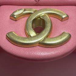 Pre Owned Chanel Pink Mini Quilted Lambskin Funky Town Flap