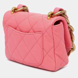 Pre Owned Chanel Pink Mini Quilted Lambskin Funky Town Flap