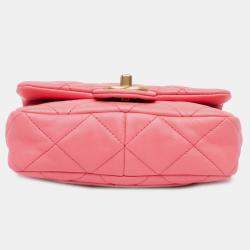 Pre Owned Chanel Pink Mini Quilted Lambskin Funky Town Flap