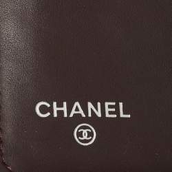 Pre Owned Chanel Burgundy Quilted Caviar Leather L Yen Wallet
