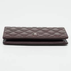 Pre Owned Chanel Burgundy Quilted Caviar Leather L Yen Wallet