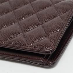 Pre Owned Chanel Burgundy Quilted Caviar Leather L Yen Wallet