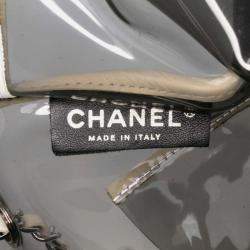 Pre Owned Chanel Black White Large PVC and Lambskin Naked Flap