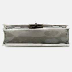 Pre Owned Chanel Black White Large PVC and Lambskin Naked Flap