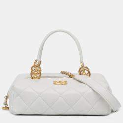 Chanel White Métiers d'Art CC Quilted Lambskin Box with Top Handle Bag