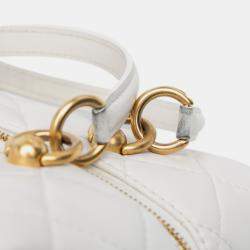 Chanel White Métiers d'Art CC Quilted Lambskin Box with Top Handle Bag