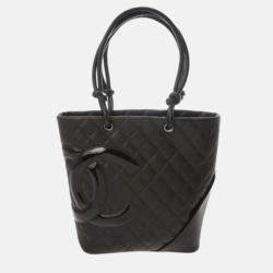 Chanel Cambon Ligne Brown Lambskin Enamel Tote Bag