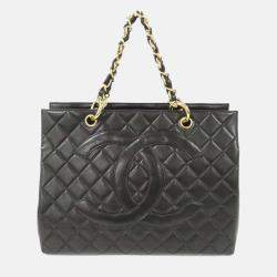 Pre Owned Chanel Timeless Black Leather Lambskin Tote Bag