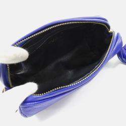 Pre Owned Chanel Tassel CC Blue Quilted Lambskin Leather Barrel Bag