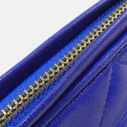 Pre Owned Chanel Tassel CC Blue Quilted Lambskin Leather Barrel Bag