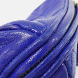 Pre Owned Chanel Tassel CC Blue Quilted Lambskin Leather Barrel Bag