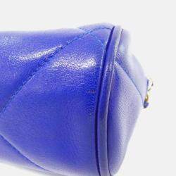 Pre Owned Chanel Tassel CC Blue Quilted Lambskin Leather Barrel Bag