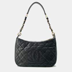 Chanel Timeless CC Black Caviar Leather Shoulder Bag 