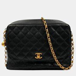 Chanel Caviar Skin Shoulder Bag Ball Chain Turn Lock