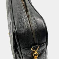 Chanel Caviar Skin Shoulder Bag Ball Chain Turn Lock