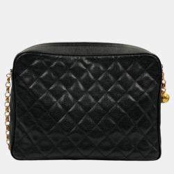 Chanel Caviar Skin Shoulder Bag Ball Chain Turn Lock