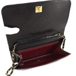 Chanel Matelasse Chain Shoulder Bag Leather Black Gold Metal Fittings Push Lock