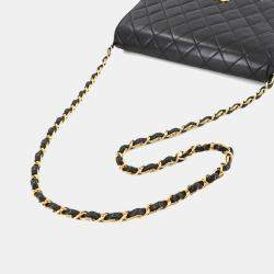Chanel Matelasse Chain Shoulder Bag Leather Black Gold Metal Fittings Push Lock