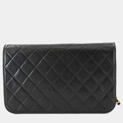 Chanel Matelasse Chain Shoulder Bag Leather Black Gold Metal Fittings Push Lock