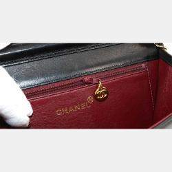 Chanel Matelasse Chain Shoulder Bag Leather Black Gold Metal Fittings Push Lock