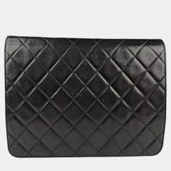 Chanel Shoulder Bag Matelasse Leather Metal Black Gold