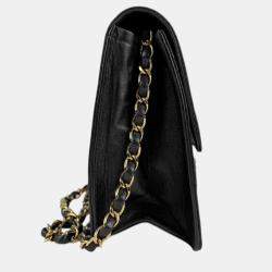 Chanel Shoulder Bag Matelasse Leather Metal Black Gold