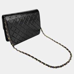 Chanel Shoulder Bag Matelasse Leather Metal Black Gold