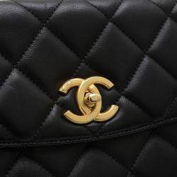 Chanel Matelasse Large Chain Shoulder Bag In Black Lambskin