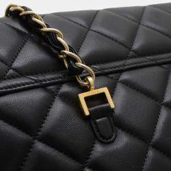 Chanel Matelasse Large Chain Shoulder Bag In Black Lambskin