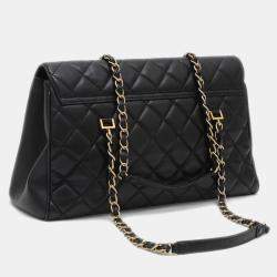 Chanel Matelasse Large Chain Shoulder Bag In Black Lambskin